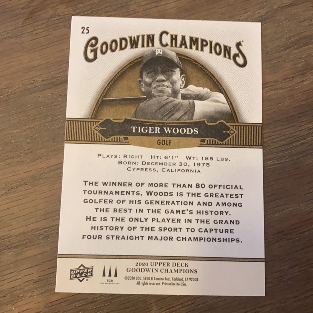 Tiger Woods Upper Deck Card - Picture 2 of 2
